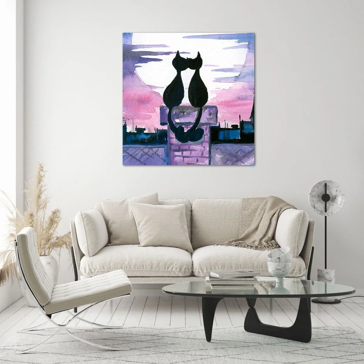 Obraz na skle - Rendez-vous pod měsíčkem - 70x70 cm