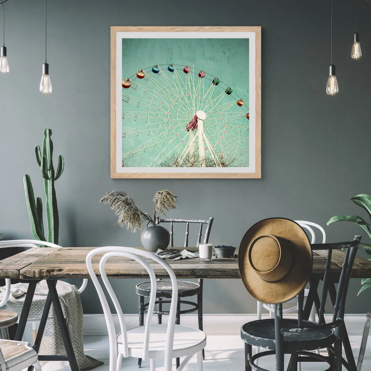 Plakát v rámu světlý dub - Zveme vás k zábavě - 60x60 cm