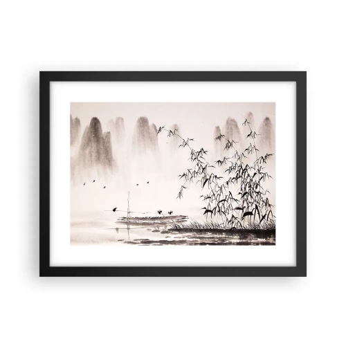 Plakát v černém rámu - Klid rýžových polí - 40x30 cm