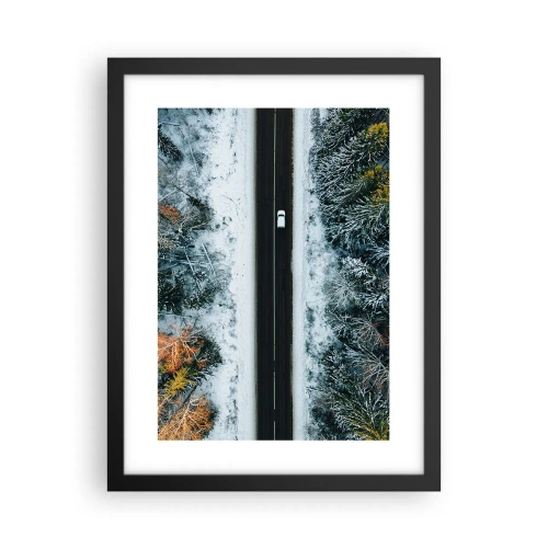 Plakát v černém rámu - Přes zimní les - 30x40 cm
