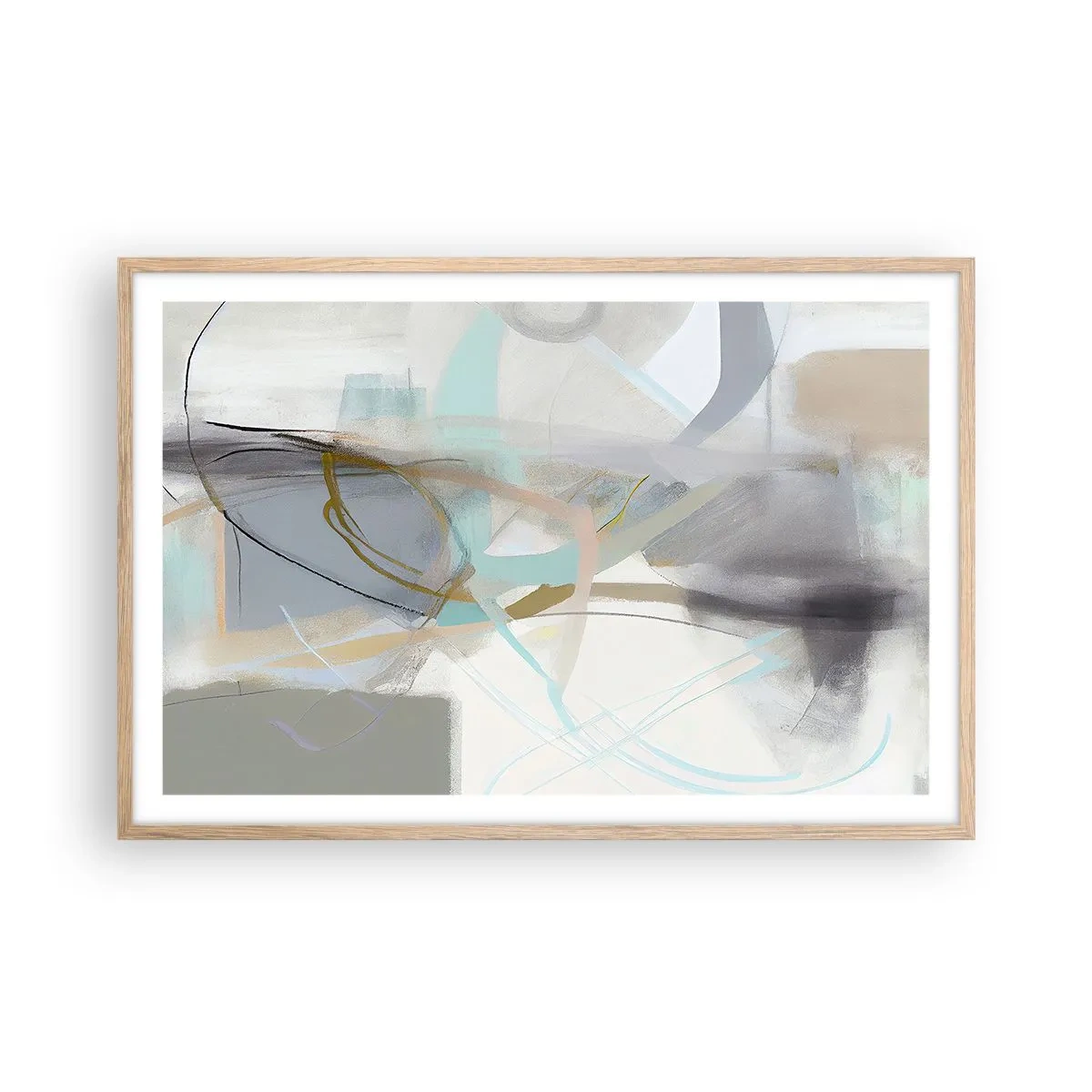 Plakát v rámu světlý dub - Mlhavá abstrakce - 91x61 cm