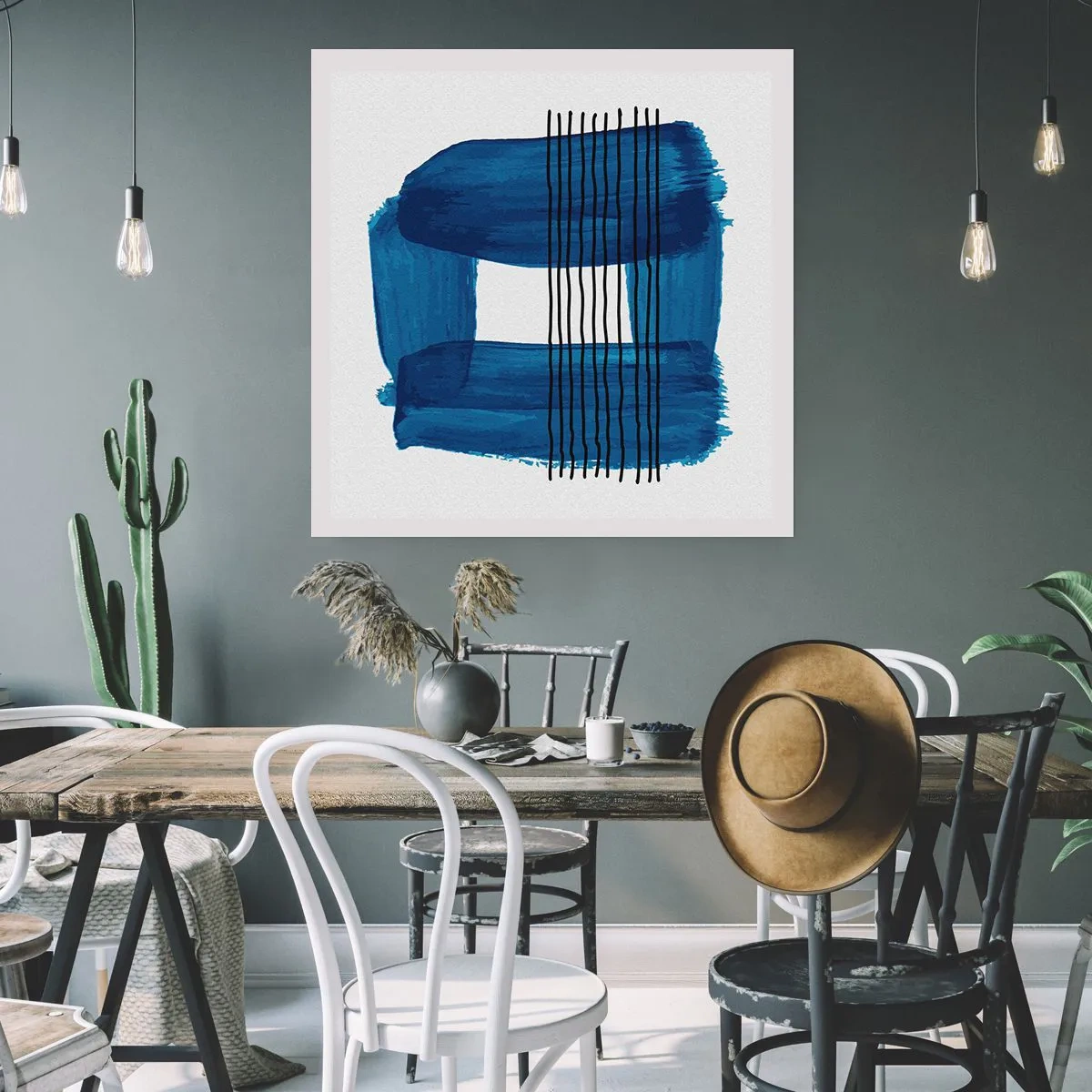 Plakát - Modročerná kompozice - 40x40 cm