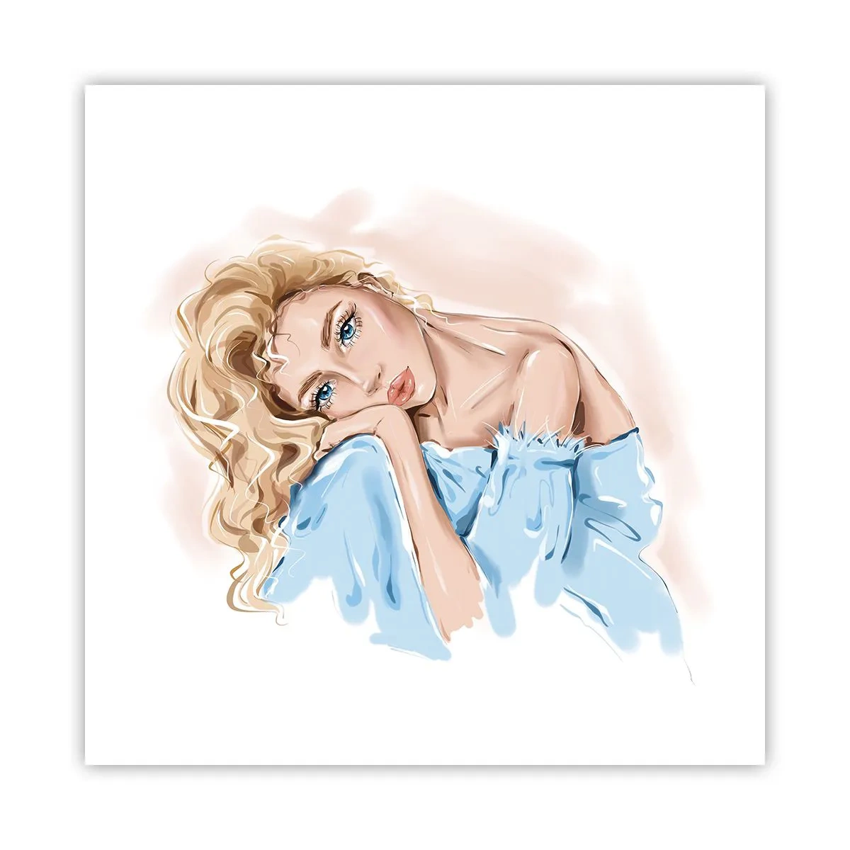 Plakát - Zasněná v modré - 50x50 cm