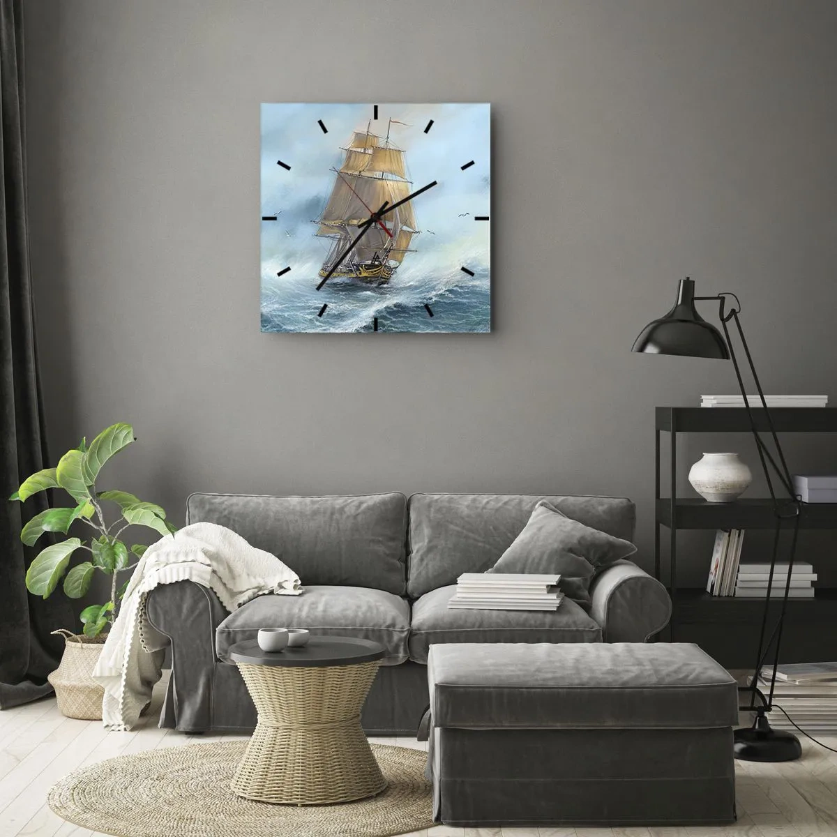 Nástěnné hodiny - Běžící po vlnách - 40x40 cm