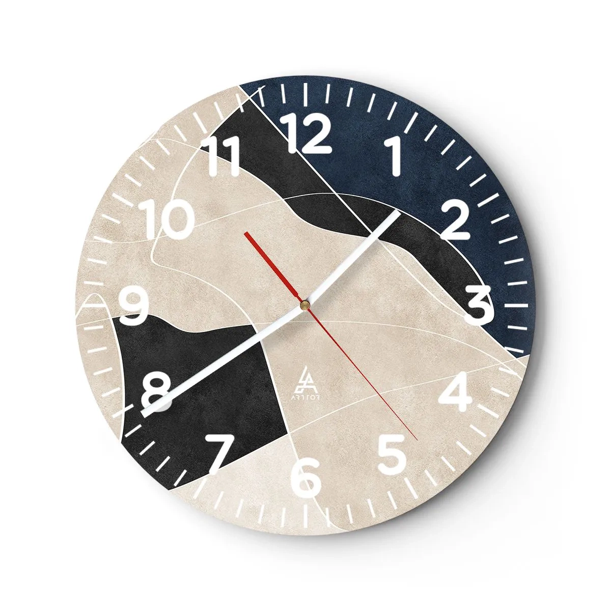 Nástěnné hodiny - Abstraktní kompozice – kontrast barev - 40x40 cm