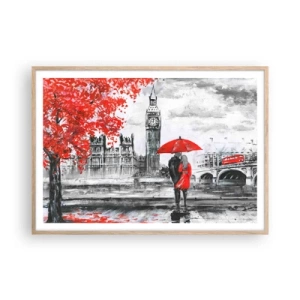 Plakát v rámu světlý dub - Zamilování do Londýna - 100x70 cm