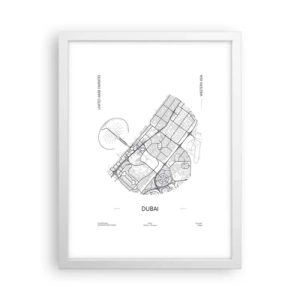 Plakát v bílém rámu - Anatomie Dubaje - 30x40 cm