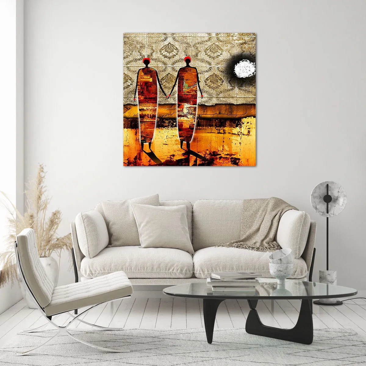 Obraz na skle - Etnická kompozice v barvách Afriky - 40x40 cm