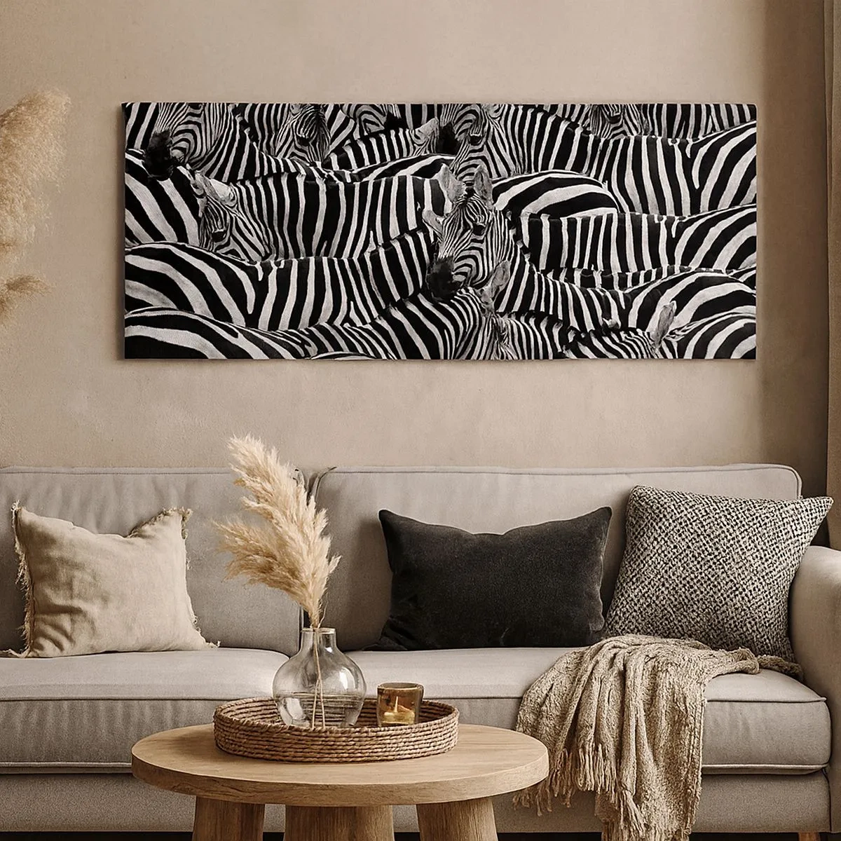 Obraz na plátně - Skupinový portrét s pruhy - 100x40 cm