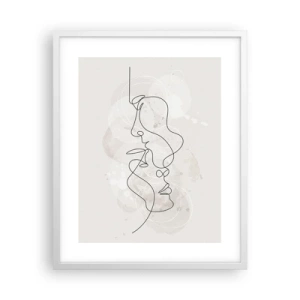 Plakát v bílém rámu - Zamotaní v objetí - 40x50 cm