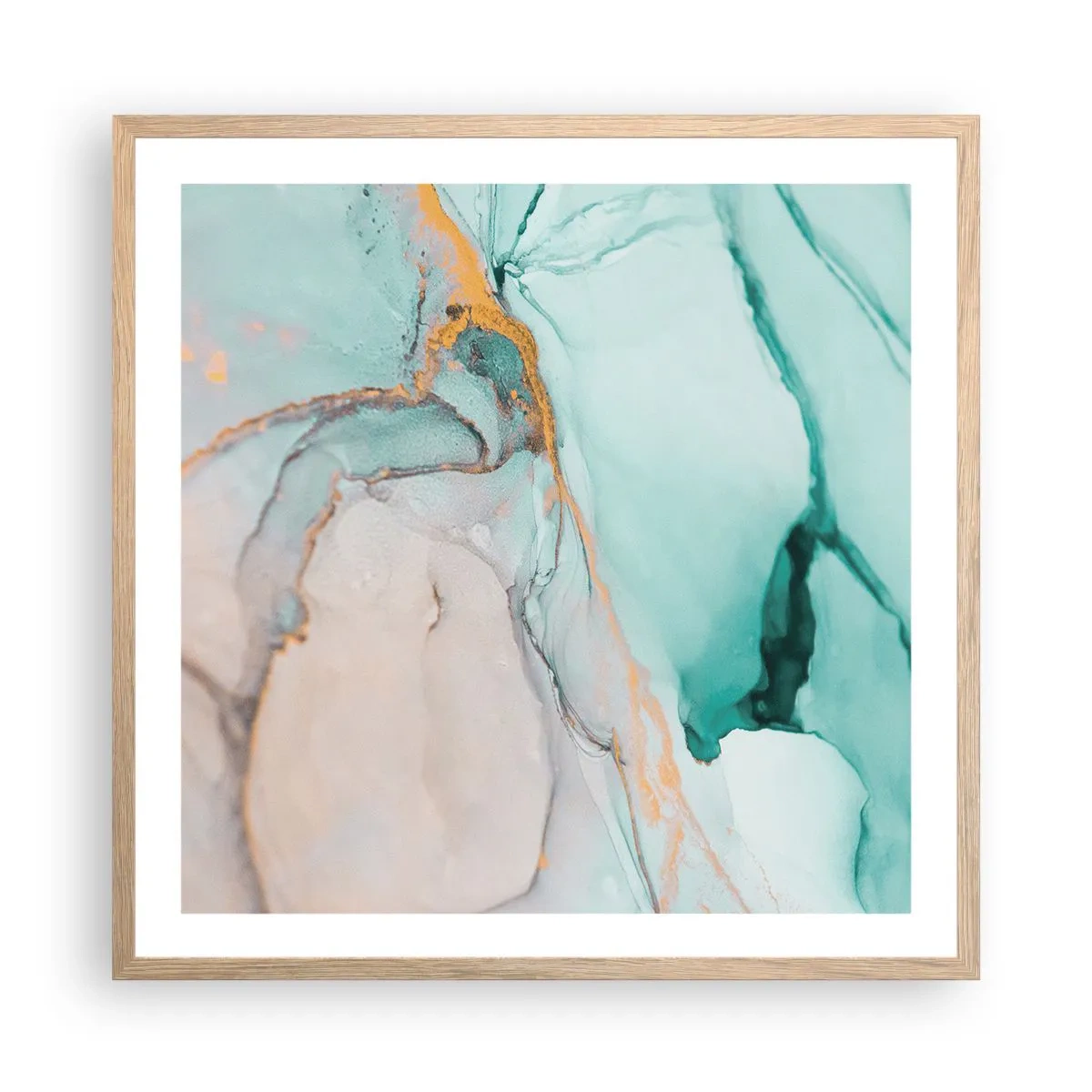 Plakát v rámu světlý dub - Tanec tvarů a barev - 60x60 cm