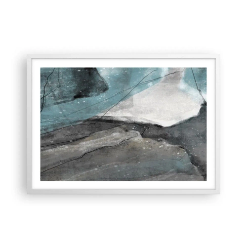 Plakát v bílém rámu - Abstrakce: skály a led - 70x50 cm