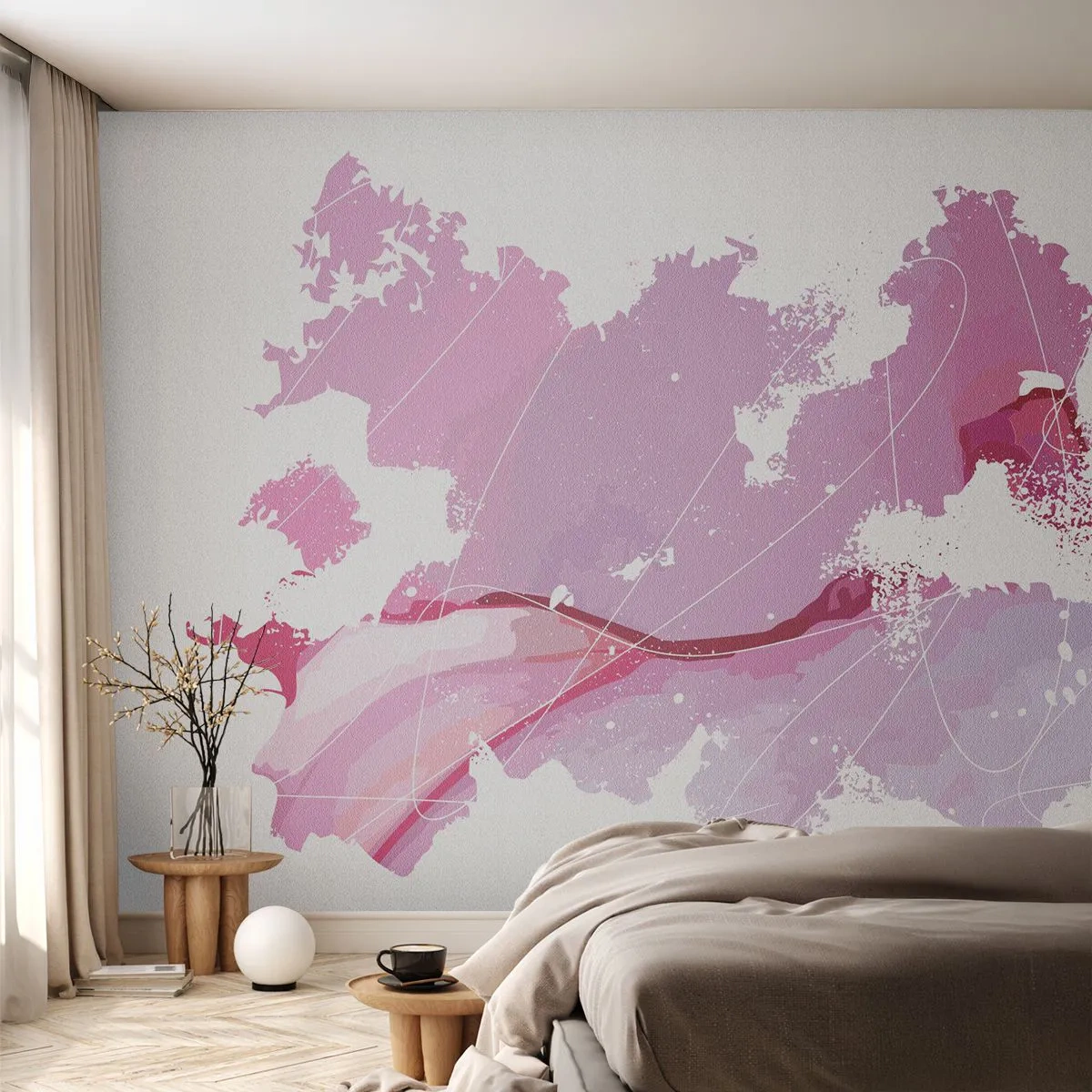 Fototapeta Premium Sand - Mapa růžového světa - Minimalismus, Pastel, Mapa - 100x70 cm