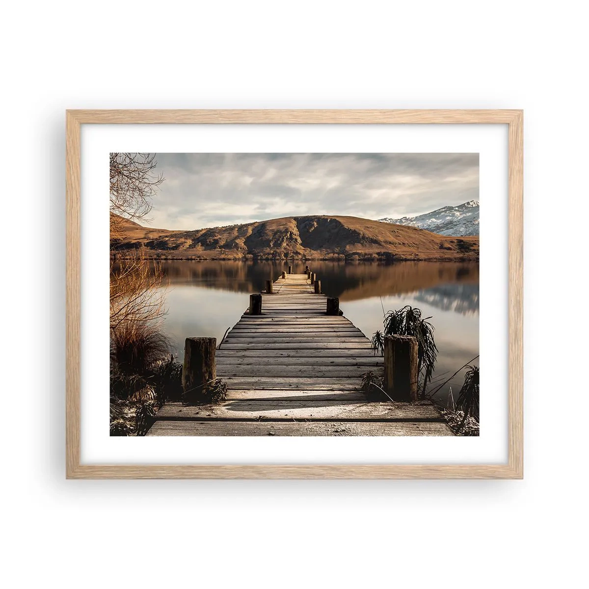 Plakát v rámu světlý dub - Krajina v tichu - 50x40 cm