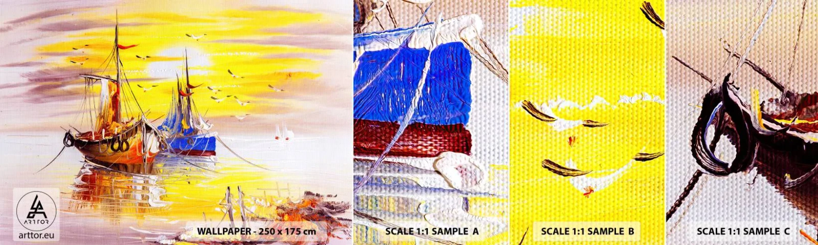 Vzor Fototapety Samolepicí Deluxe Sticker - Zasloužený odpočinek v přístavu - Rybářská loď, Rybolov, Ptactvo - 100x30 cm