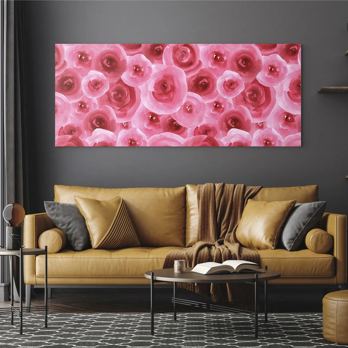 Obraz na skle - Růže dole i nahoře - 100x40 cm