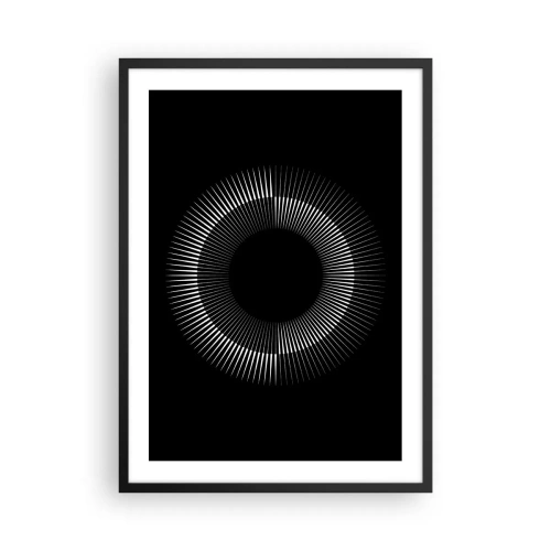 Plakát v černém rámu - Fascinující kompozice světelného kruhu na černém pozadí. - 50x70cm - Černé slunce - Moderní nástěnná dekorace do obývacího pokoje a ložnice ARTTOR