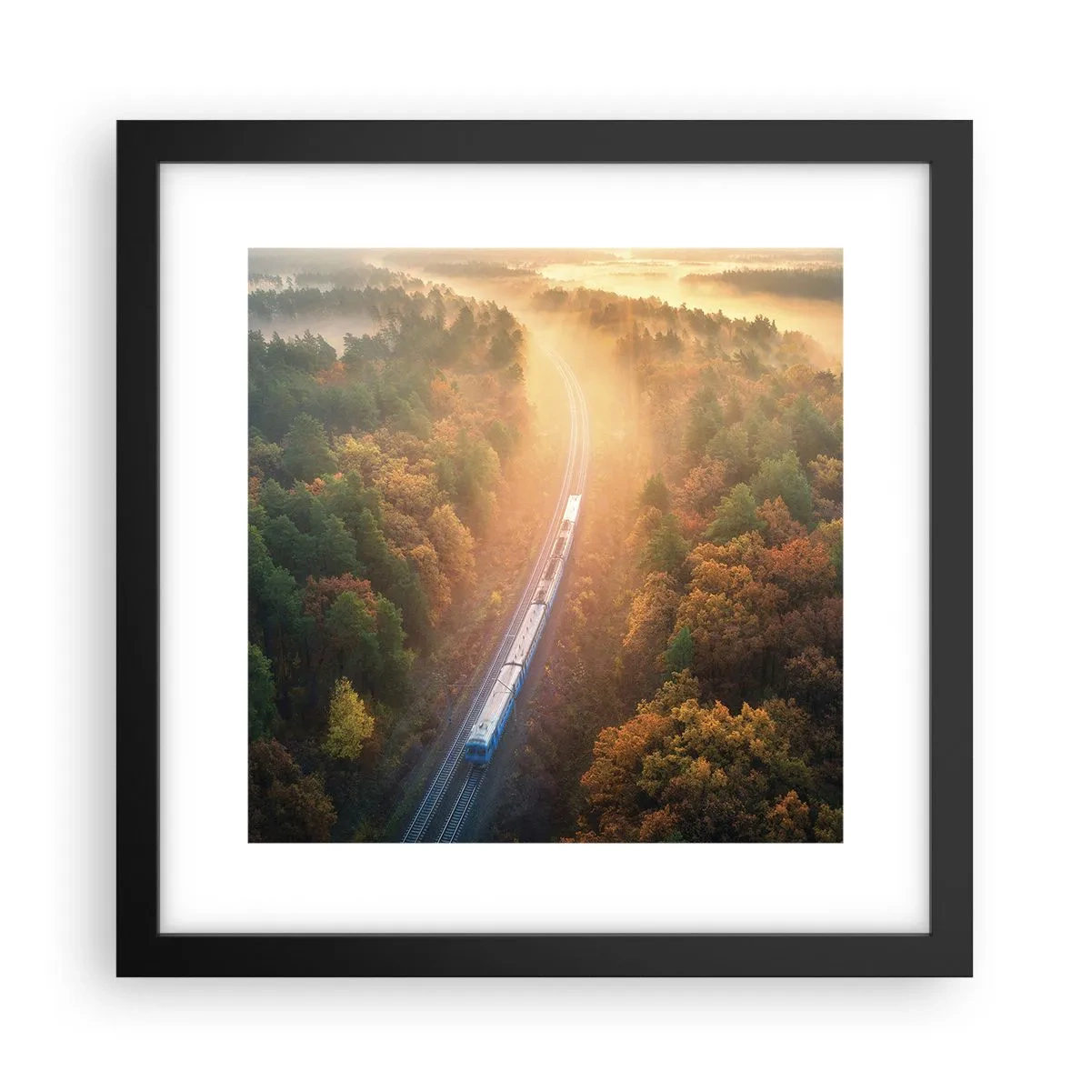 Plakát v černém rámu - Podzimní cesta - 30x30 cm