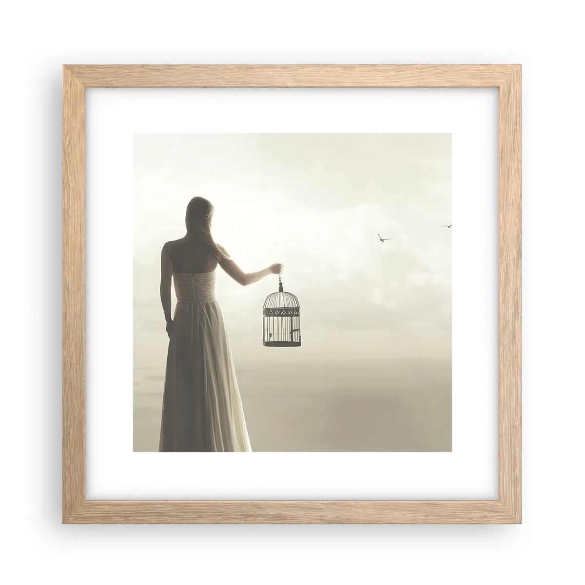 Plakát v rámu světlý dub - Buď svobodná - 30x30 cm