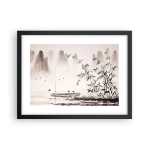 Plakát v černém rámu - Klid rýžových polí - 40x30 cm