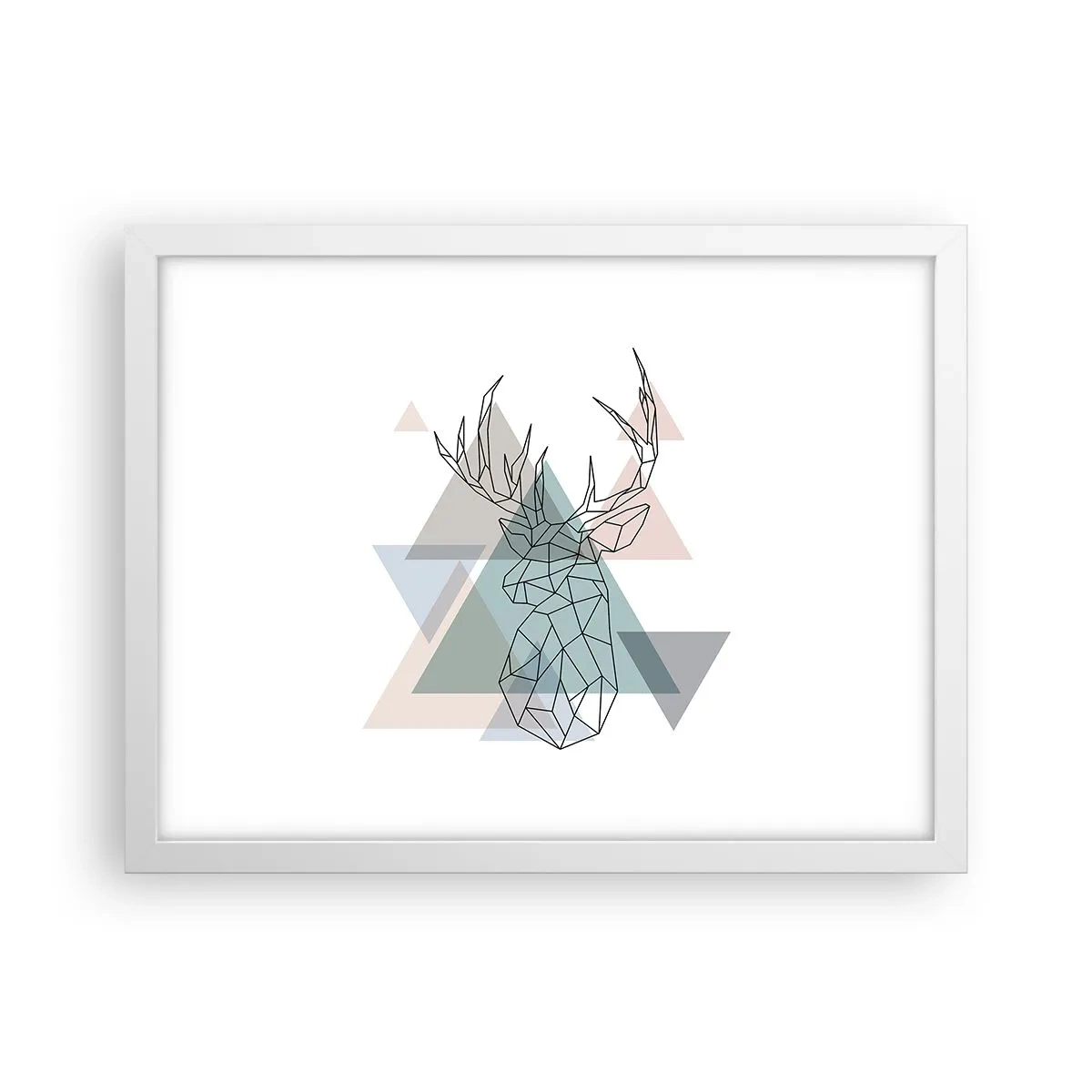 Plakát v bílém rámu - V geometrickém lese - 40x30 cm