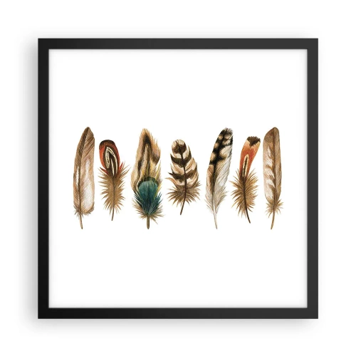 Plakát v černém rámu - Opeřená variace - 40x40 cm