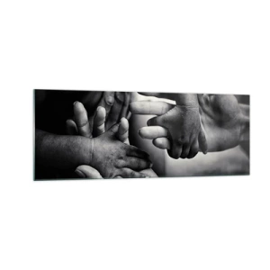 Obraz na skle - Být člověkem - 140x50 cm