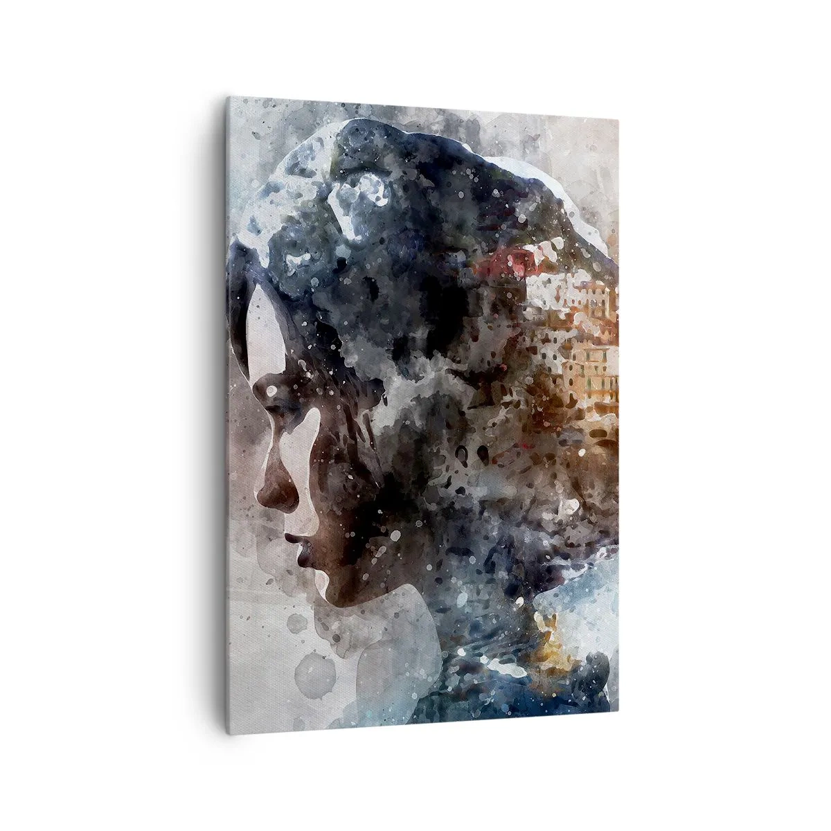 Obraz na plátně - Příběh o dívce s městem v pozadí - 70x100 cm