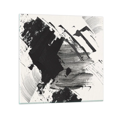 Obraz na skle - Abstrakce – exprese černé - 30x30 cm