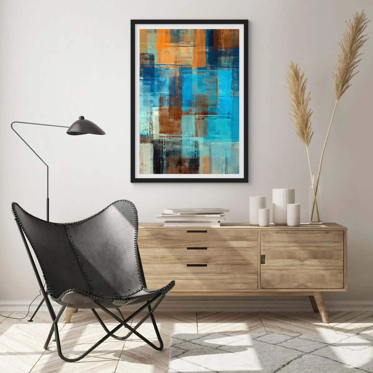 Plakát v černém rámu - Přes modrý závoj - 30x40 cm