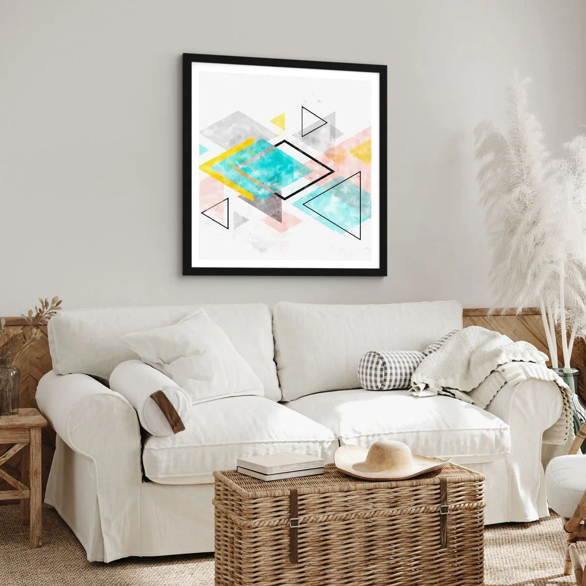 Plakát v černém rámu - Geometrická zábava - 30x30 cm