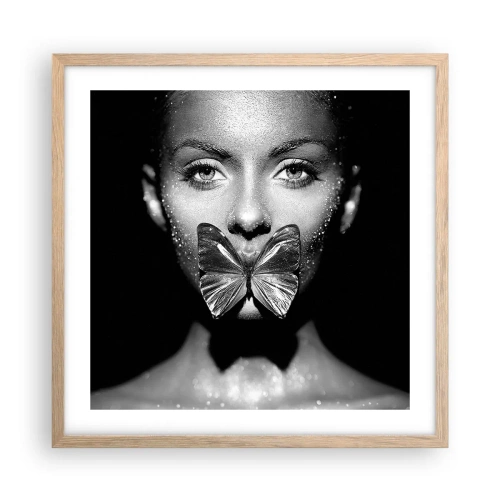 Plakát v rámu světlý dub - Motýlí polibek - 50x50 cm