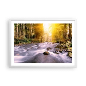 Plakát v bílém rámu - Malachit ve stříbrně-zlaté podobě - 70x50 cm