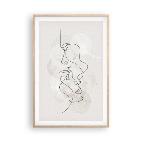 Plakát v rámu světlý dub - Zamotaní v objetí - 61x91 cm