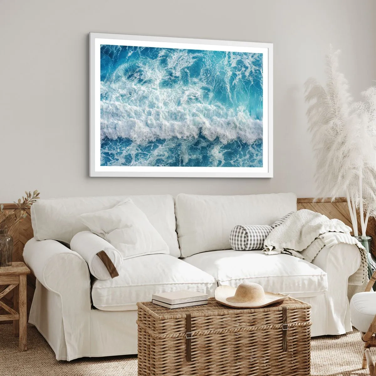 Plakát v bílém rámu - Radostně a skákavě - 100x70 cm