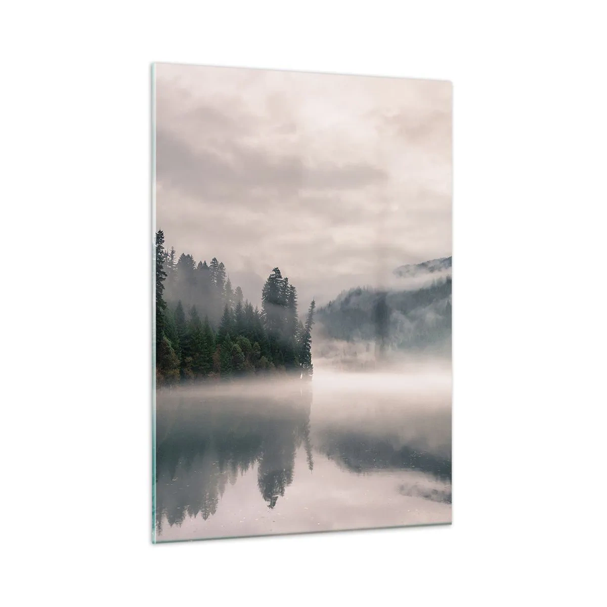 Obraz na skle - V zamyšlení, v mlze - 50x70 cm