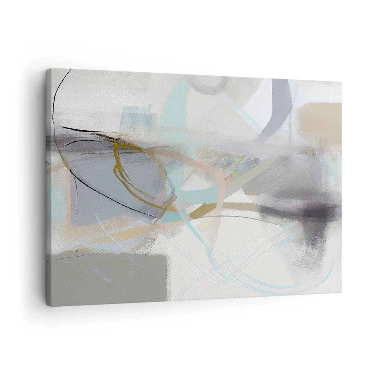 Obraz na plátně - Pastelová abstrakce s jemnými liniemi - 70x50cm - Mlhavá abstrakce - Moderní nástěnná dekorace do obývacího pokoje a ložnice ARTTOR