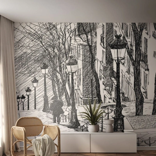 Fototapeta Premium Canvas - Milostný příběh nebo horor? - Montmartre, Architektura, Paříž - 400x280 cm
