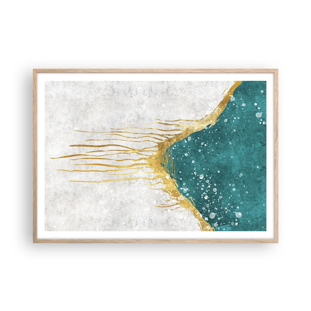 Plakát v rámu světlý dub - Zlatý příliv - 100x70 cm