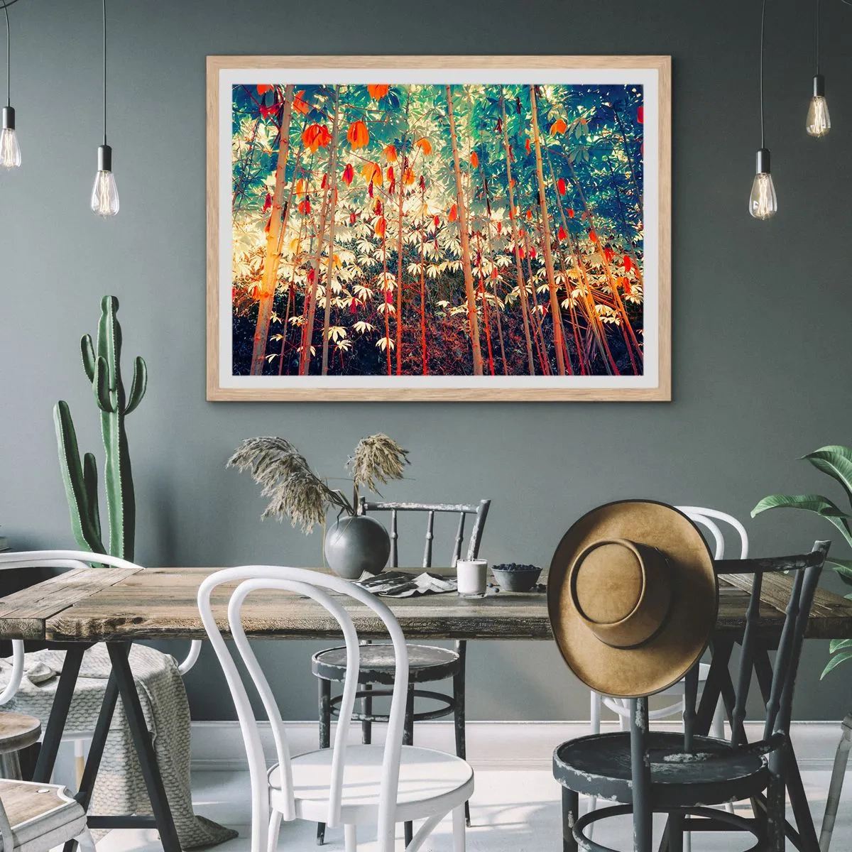 Plakát v rámu světlý dub - Tajný život listů - 100x70 cm