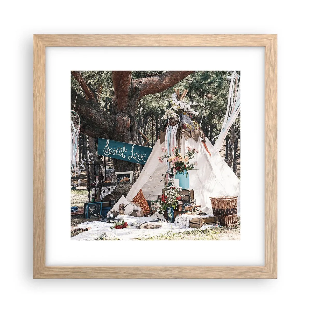 Plakát v rámu světlý dub - Make love… - 30x30 cm