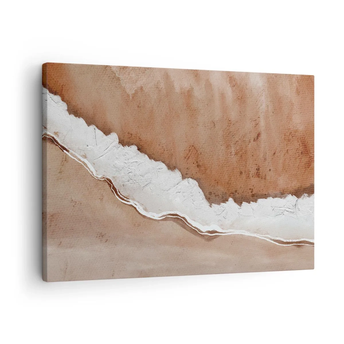 Obraz na plátně - Písková textura s bílými akcenty - 70x50cm - V zemitých barvách - Moderní nástěnná dekorace do obývacího pokoje a ložnice ARTTOR
