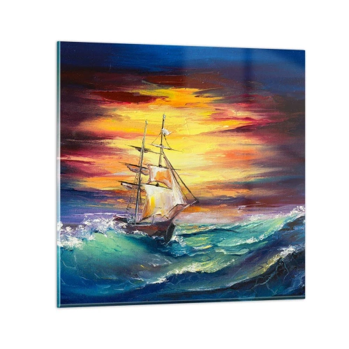 Obraz na skle - Statečně proti vlnám - 50x50 cm
