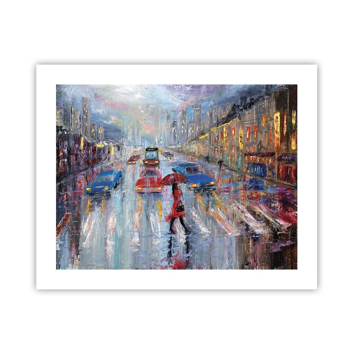 Plakát - Deštivé odpoledne ve městě - 50x40 cm