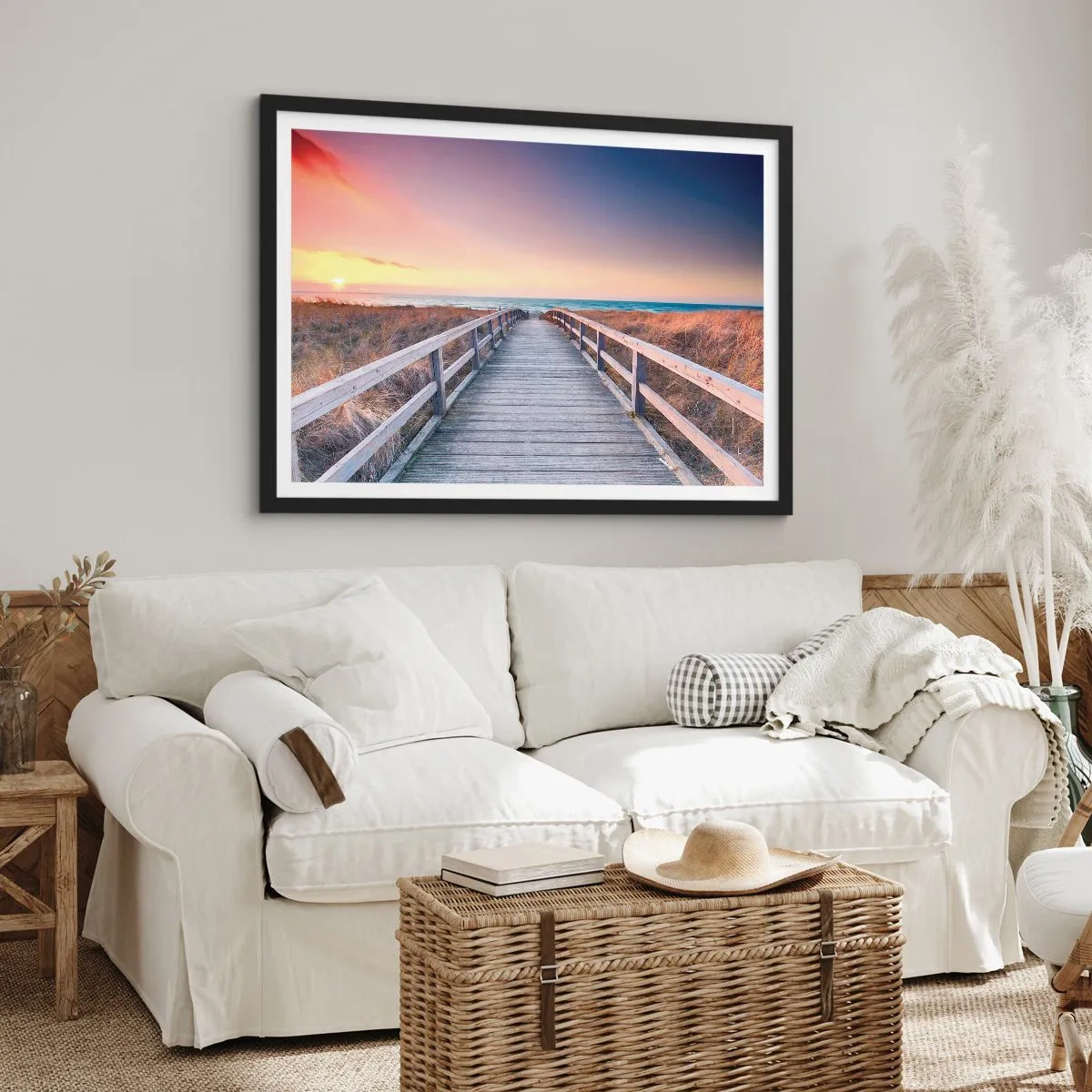 Plakát v černém rámu - Baltská večerní polární záře - 70x50 cm