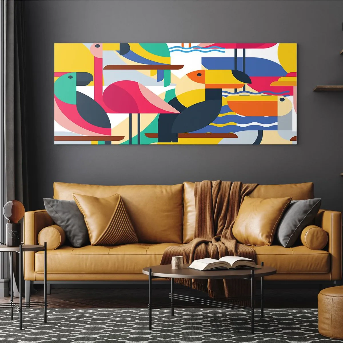 Obraz na skle - Ptačí párty - 100x40 cm