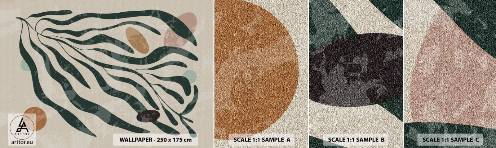 Vzor Fototapety Samolepicí Deluxe Sticker - Uprostřed zeleně - Boho, Rostlina, Moderní - 100x30 cm