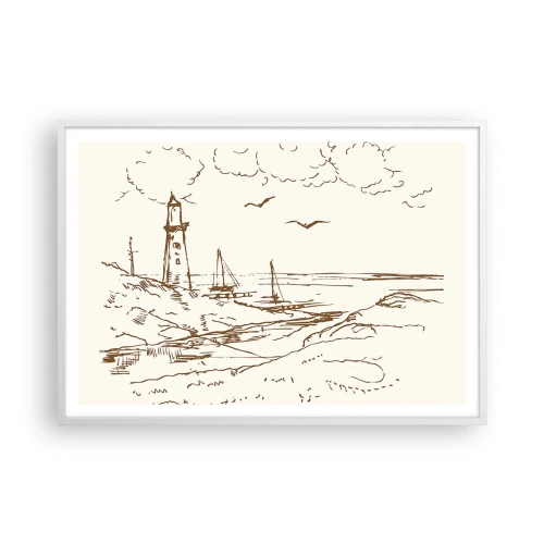 Plakát v bílém rámu - Náčrt letních vzpomínek - 100x70 cm
