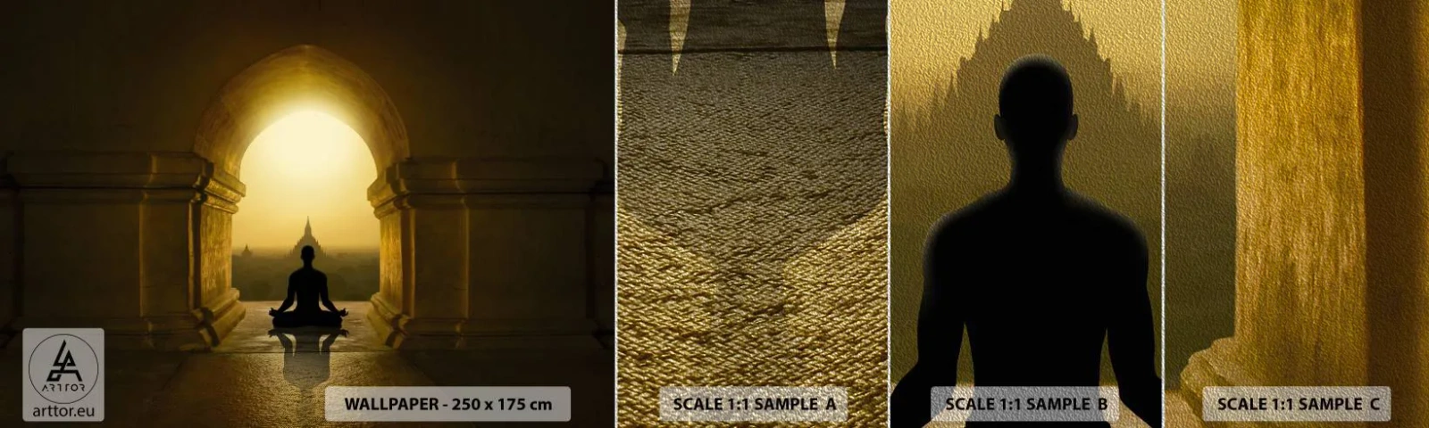 Vzor Fototapety Premium Sand - Plná harmonie - Rozjímání, Chrám, Buddha - 100x30 cm