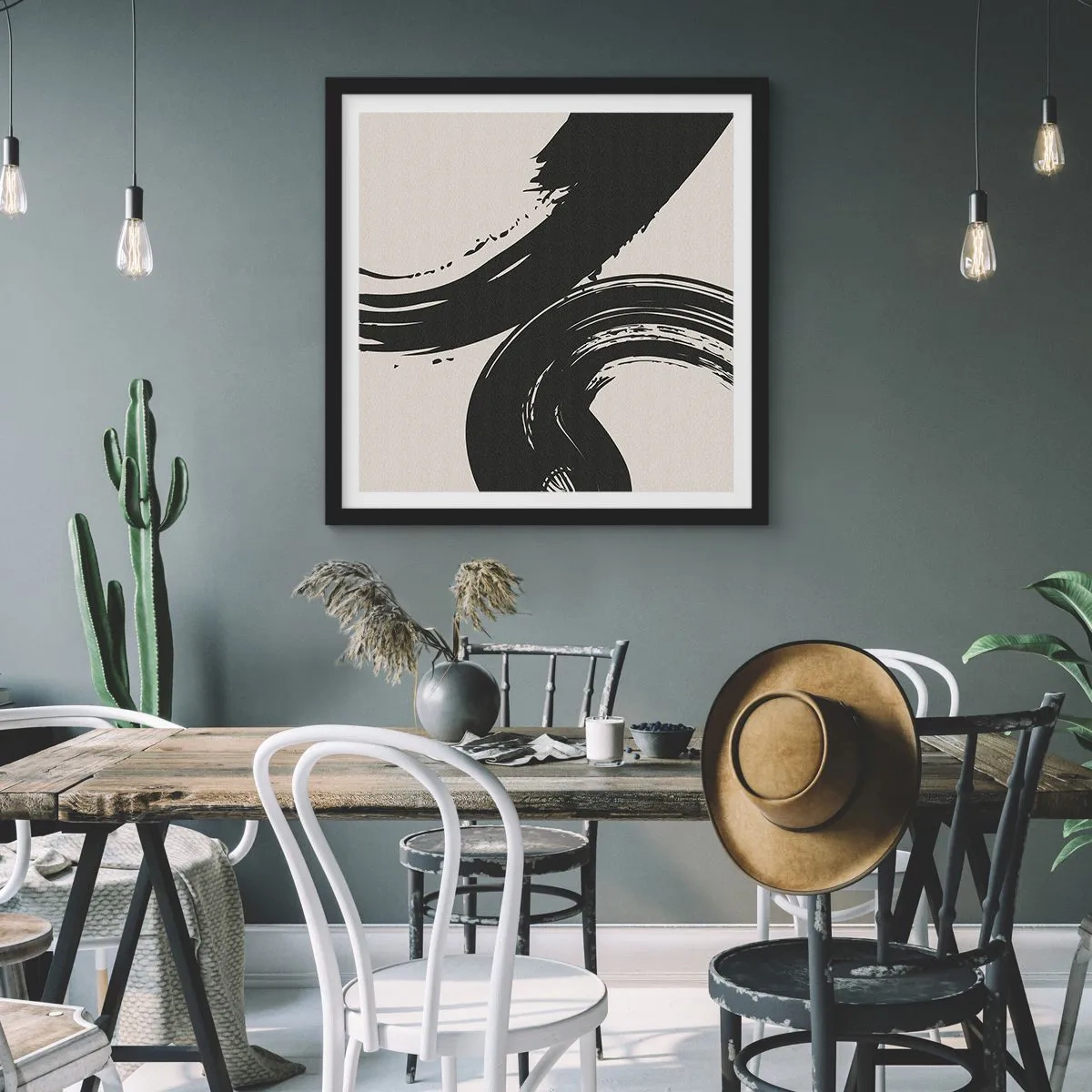 Plakát v černém rámu - Rozmáchle a dokola - 40x40 cm